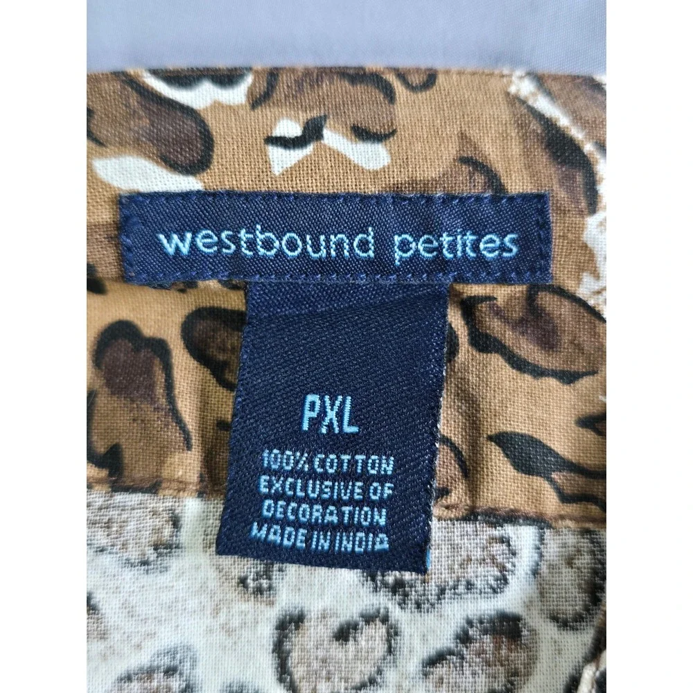 Westbound Petites Animal Print A-Line Skirt Brown‎ Leopard Tiger Cotton PXL